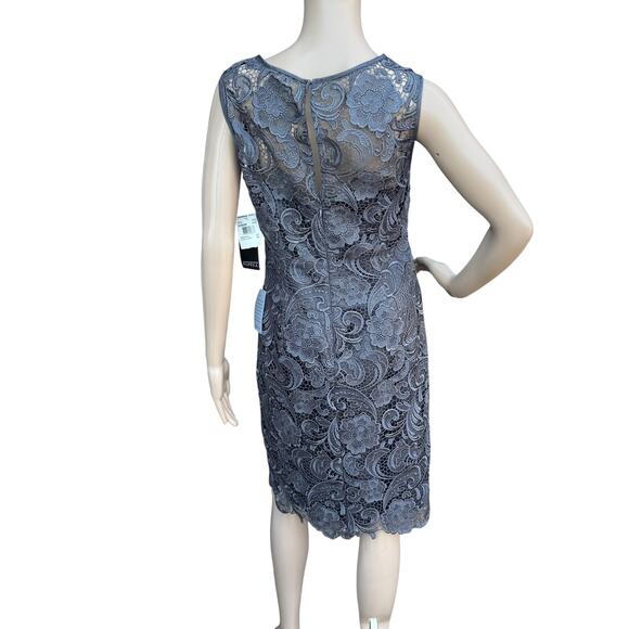 Adriana Papell Lace Sheath Dress, Size 8, Sleeveless Formal Cocktail Gown, NEW - Picture 7 of 8